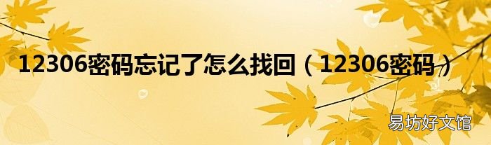12306密码 12306密码忘记了怎么找回
