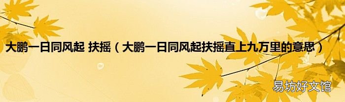 大鹏一日同风起扶摇直上九万里的意思 大鹏一日同风起 扶摇