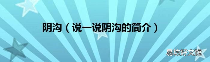 说一说阴沟的简介 阴沟