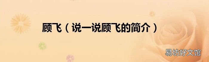 说一说顾飞的简介 顾飞
