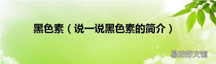 说一说黑色素的简介 黑色素