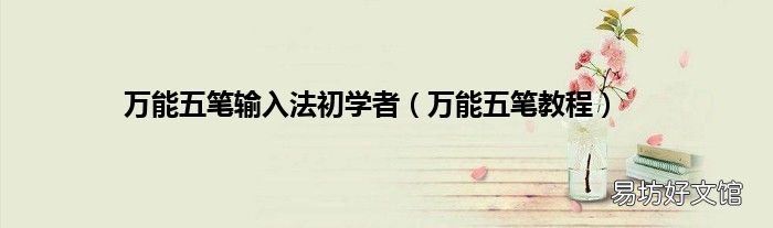 万能五笔教程 万能五笔输入法初学者