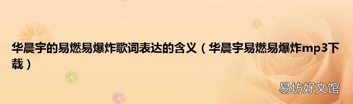 华晨宇易燃易爆炸mp3下载 华晨宇的易燃易爆炸歌词表达的含义