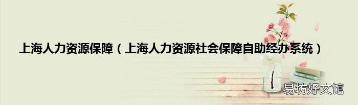 上海人力资源社会保障自助经办系统 上海人力资源保障