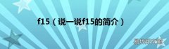 说一说f15的简介 f15