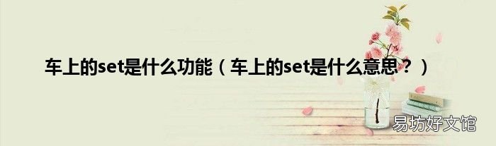 车上的set是什么意思? 车上的set是什么功能