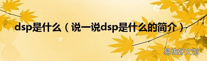 说一说dsp是什么的简介 dsp是什么