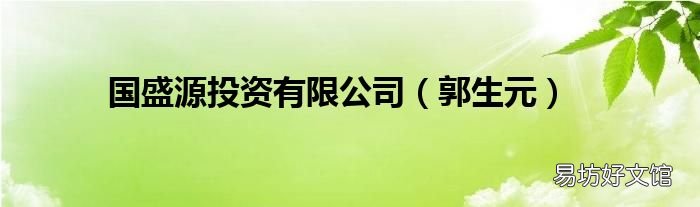 郭生元 国盛源投资有限公司