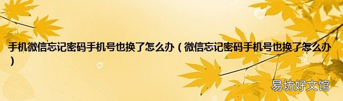 微信忘记密码手机号也换了怎么办 手机微信忘记密码手机号也换了怎么办