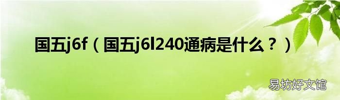 国五j6l240通病是什么？ 国五j6f