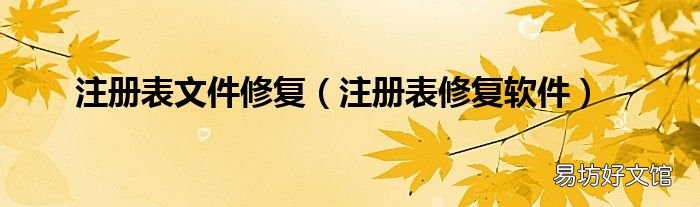 注册表修复软件 注册表文件修复