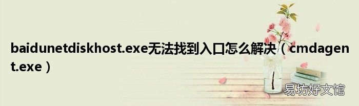 cmdagent.exe baidunetdiskhost.exe无法找到入口怎么解决