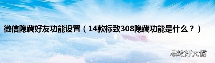 14款标致308隐藏功能是什么? 微信隐藏好友功能设置