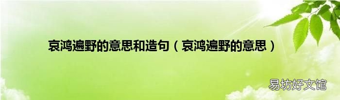 哀鸿遍野的意思 哀鸿遍野的意思和造句