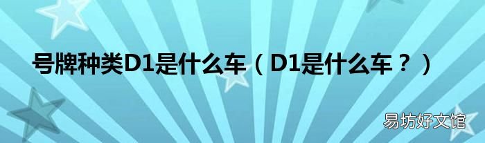 D1是什么车？ 号牌种类D1是什么车