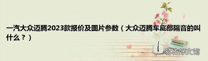 大众迈腾车底部隔音的叫什么? 一汽大众迈腾2023款报价及图片参数