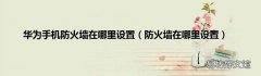 防火墙在哪里设置 华为手机防火墙在哪里设置