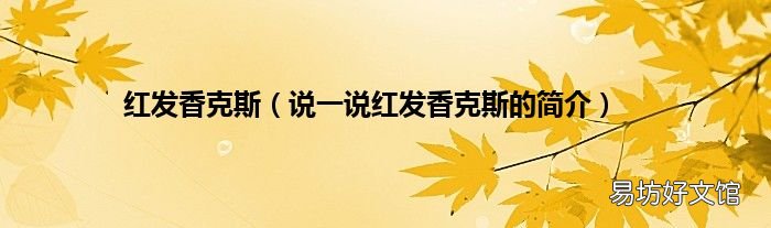 说一说红发香克斯的简介 红发香克斯