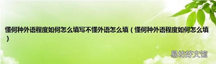懂何种外语程度如何怎么填 懂何种外语程度如何怎么填写不懂外语怎么填