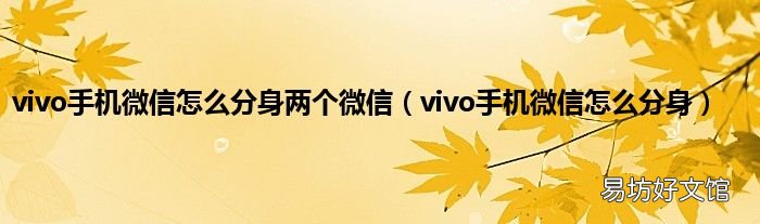 vivo手机微信怎么分身 vivo手机微信怎么分身两个微信
