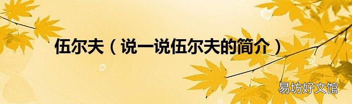 说一说伍尔夫的简介 伍尔夫