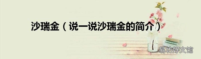 说一说沙瑞金的简介 沙瑞金
