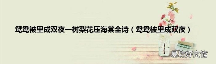 鸳鸯被里成双夜 鸳鸯被里成双夜一树梨花压海棠全诗