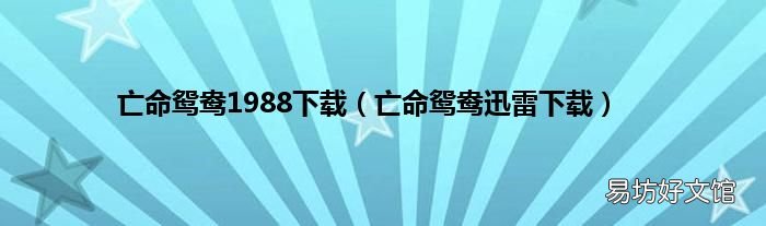 亡命鸳鸯迅雷下载 亡命鸳鸯1988下载