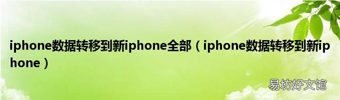 iphone数据转移到新iphone iphone数据转移到新iphone全部