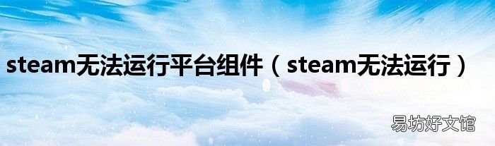 steam无法运行 steam无法运行平台组件
