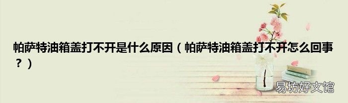 帕萨特油箱盖打不开怎么回事? 帕萨特油箱盖打不开是什么原因