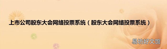 股东大会网络投票系统 上市公司股东大会网络投票系统