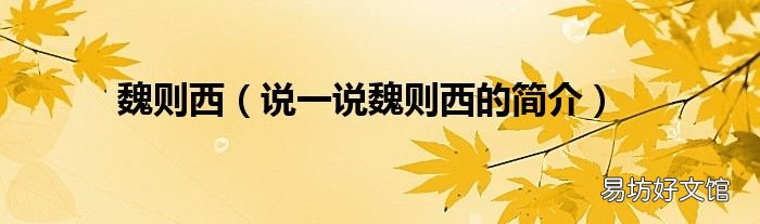说一说魏则西的简介 魏则西