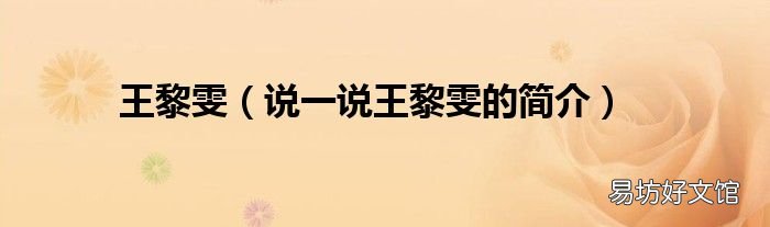 说一说王黎雯的简介 王黎雯