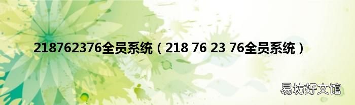 218 76 23 76全员系统 218762376全员系统