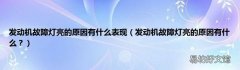 发动机故障灯亮的原因有什么？ 发动机故障灯亮的原因有什么表现