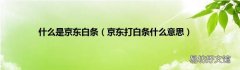 京东打白条什么意思 什么是京东白条