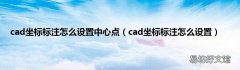 cad坐标标注怎么设置 cad坐标标注怎么设置中心点