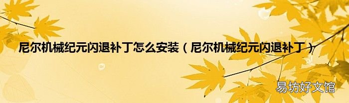 尼尔机械纪元闪退补丁 尼尔机械纪元闪退补丁怎么安装