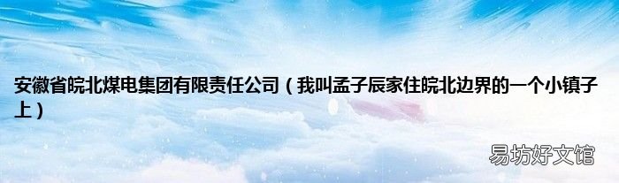 我叫孟子辰家住皖北边界的一个小镇子上 安徽省皖北煤电集团有限责任公司