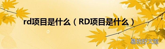 RD项目是什么 rd项目是什么