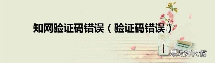 验证码错误 知网验证码错误