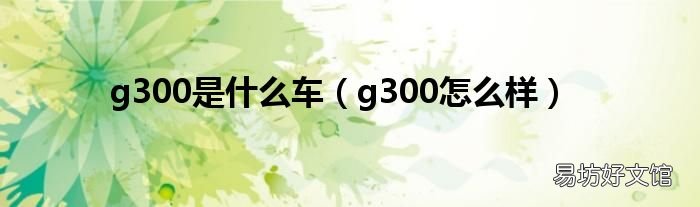 g300怎么样 g300是什么车