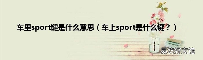 车上sport是什么键? 车里sport键是什么意思