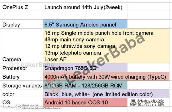 一加OnePlus中端手机OnePlus Z核心规格曝光