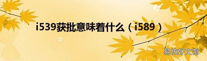 i589 i539获批意味着什么