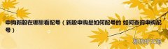 新股申购是如何配号的 如何查询申购配号 申购新股在哪里看配号
