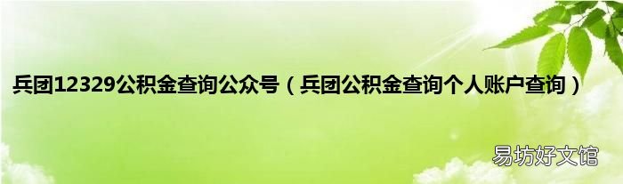 兵团公积金查询个人账户查询 兵团12329公积金查询公众号