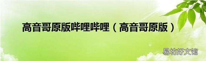 高音哥原版 高音哥原版哔哩哔哩