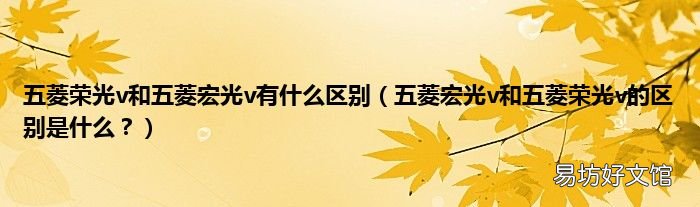 五菱宏光v和五菱荣光v的区别是什么? 五菱荣光v和五菱宏光v有什么区别